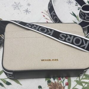 Michael Kors Black and Cream Messenger Bag